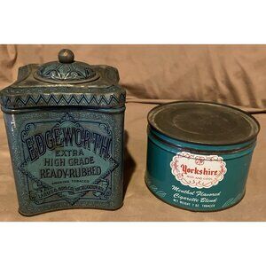 Lot Of 2 Vtg Edgeworth High Grade Ready Rubbed & Yorkshire Menthal Tobacco Tins